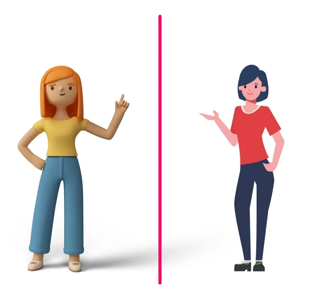 2D vs 3D charaktery