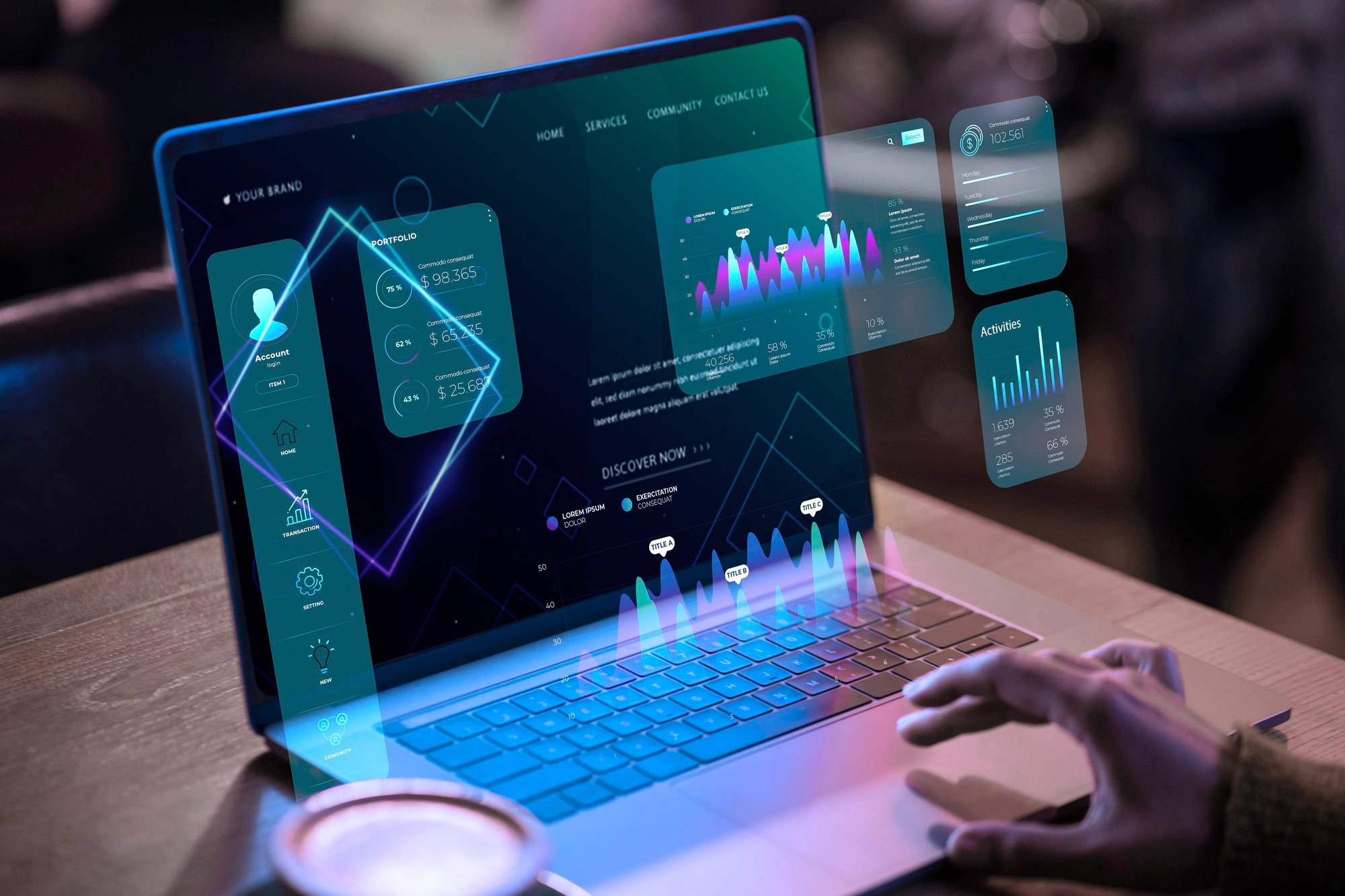Specialistka na AI marketing analyzující grafy na notebooku