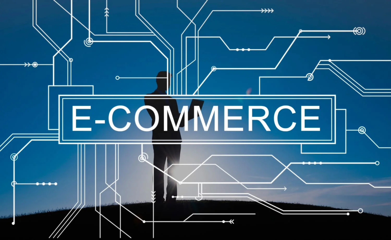 Obrázek se slovem ecommerce představující hlavní trendy e-shopů v roce 2024
