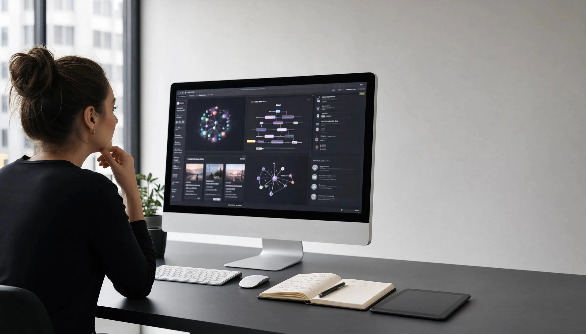 Programátorka Expert Dev modelující data před vývojem Laravel aplikace