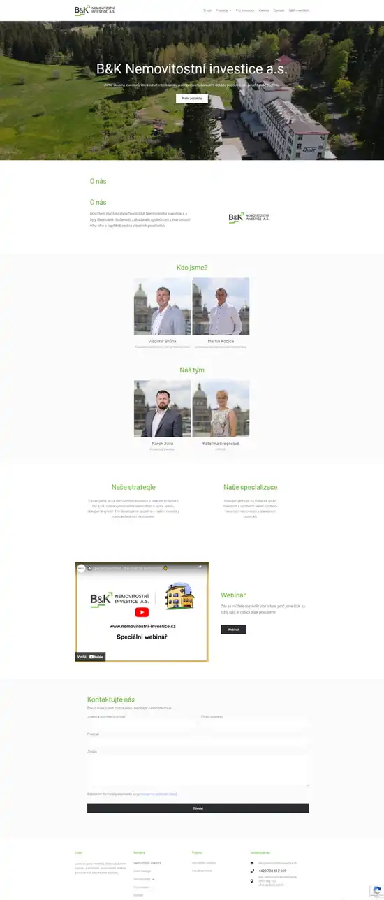 Reference weby B&K nemovitostní investice