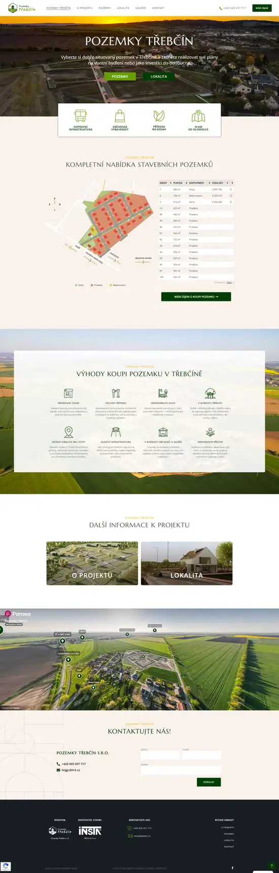 Reference weby Pozemky Třebčín
